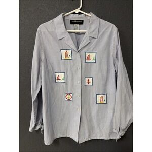 Sag Harbor Sport Large‎ Nautical Embellished Long Sleeve Top